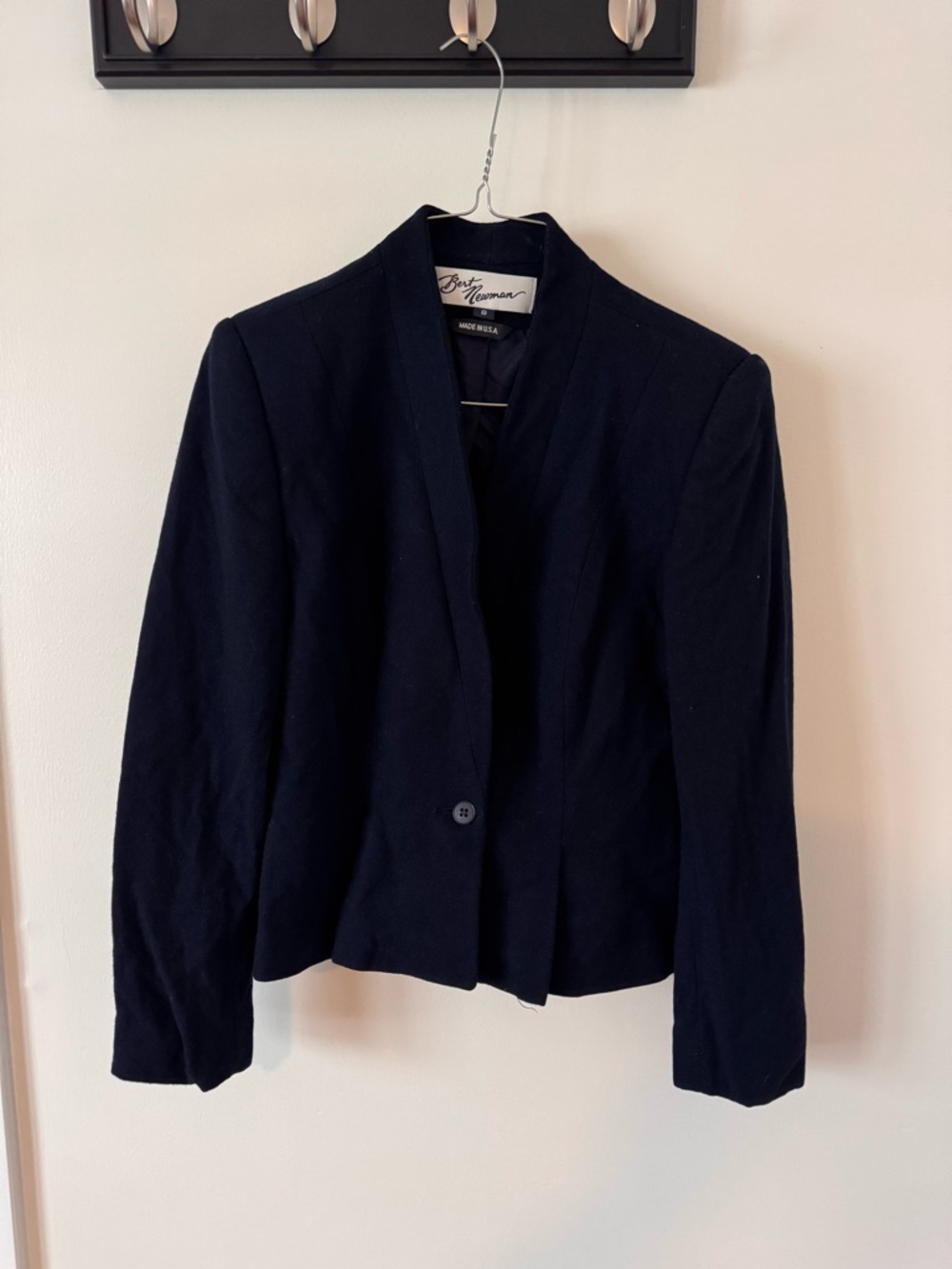 Vintage Navy Single-Button Women's Blazer